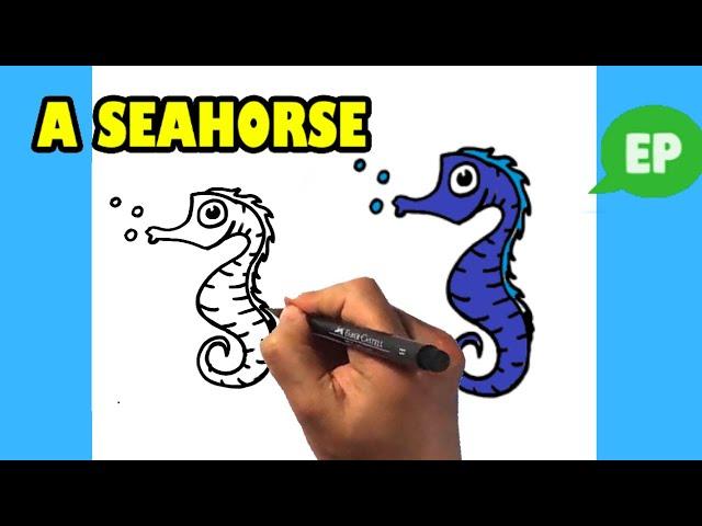 How to Draw a Seahorse - Easy Pictures to Draw