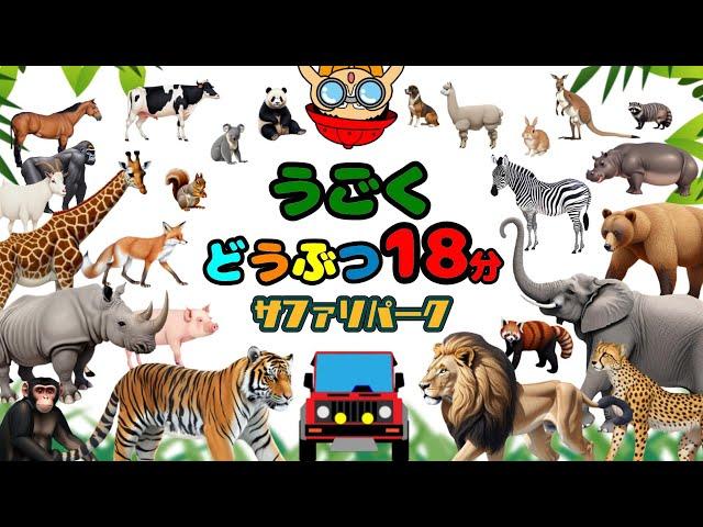 【サファリパーク！動く動物】人気どうぶつ１８分！ライオン,キリン,シマウマ〈赤ちゃんが笑う、泣き止む遊び〉【子供向け・知育・アニメAnimal Puzzle kids anime】動物園・図鑑