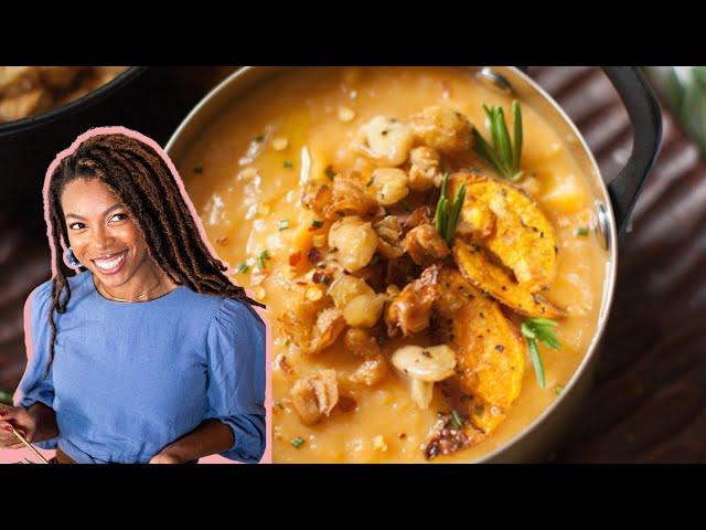 Creamiest Sweet Potato Soup | vegan Thanksgiving recipe