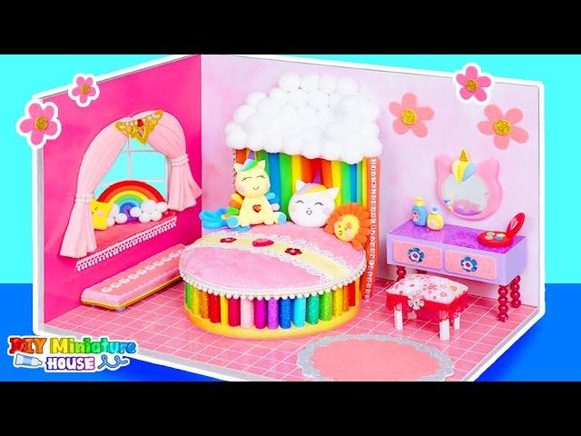 How To Make Cute Rainbow Unicorn House with Aquarium Around from Cardboard️DIY Miniature House