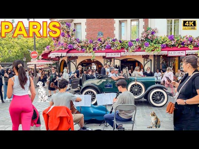 Paris, France  - Paris August 2024, Montmartre Summer, Paris Walk 4K