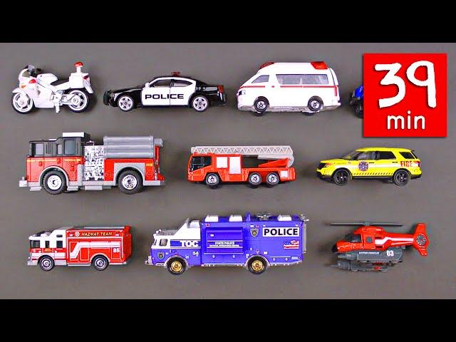 Emergency Vehicles Rescue Trucks for Kids (39 Minutes) - Fire Police Car Ambulance Organic Learning