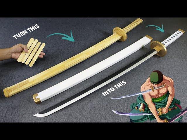 EASY (ONE PIECE) Katana making - Zoro Wado Ichimonji Sword using Popsicle Sticks