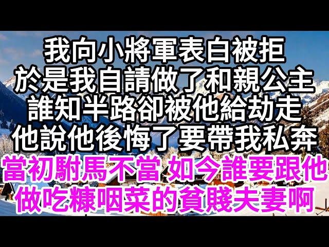 我向心悅的小將軍表白被拒，於是我自請做了和親公主，誰知半路卻被他給劫走，他說他後悔了要帶我私奔，當初駙馬不當，如今誰要跟他做吃糠咽菜的貧賤夫妻啊 【美好人生】