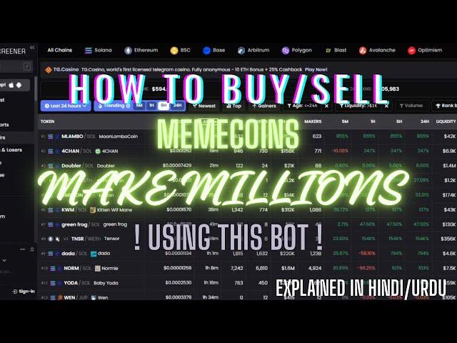  How To Use Bonk Bot ! To Trade Solana Memecoins (Explained in Hindi/Urdu) .. Snipe 100X Coins 