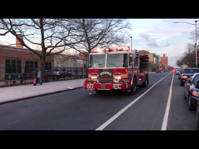 FDNY ENGINE 227, RESPONDING WITH 2 "Q" SIRENS, ON BERGEN ST. TO REPORTS OF FIRE IN BROOKLYN NYC.