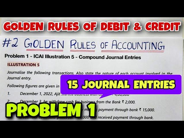 #2 Golden Rules of Accounting - Problem 1 - Journal Entries - By Saheb Academy