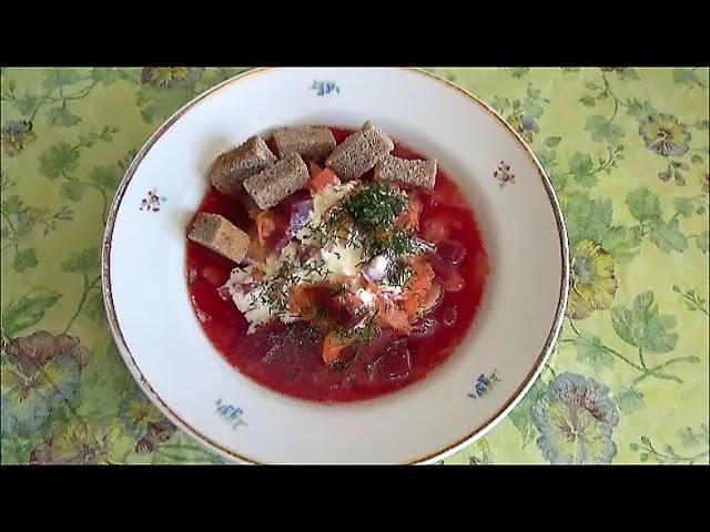 КРАСНЫЙ БОРЩ - экономный, полезный и вкусный суп с сухарями. Свекла очищает сосуды