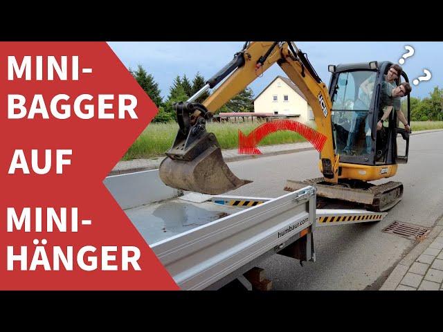  Minibagger auf Hänger transportieren. Tutorial: Verladen und sichern. So geht es als Heimwerker!