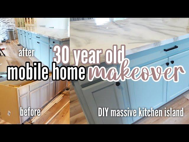 TOTALLY TRANSFORMING OUR 32 YEAR OLD DOUBLE WIDE ON A BUDGET DIY MASSIVE KITCHEN ISLAND! Ep.29