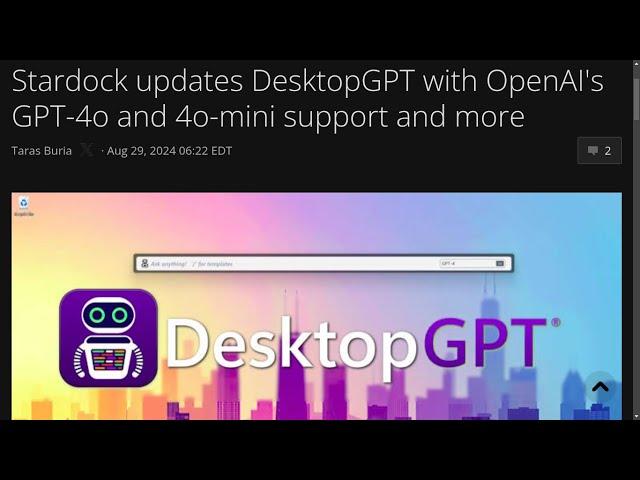 Stardock updates DesktopGPT with OpenAI's GPT-4o and 4o-mini support and more