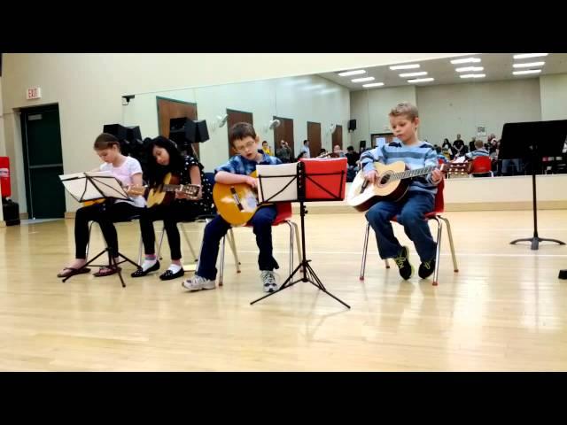 Caleb's 1st guitar ensemble "Dark Eyes" 03 24 2013
