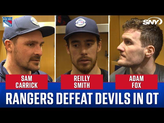 Sam Carrick, Reilly Smith & Adam Fox on Rangers getting 'huge two points' in OT win over NJ | SNY