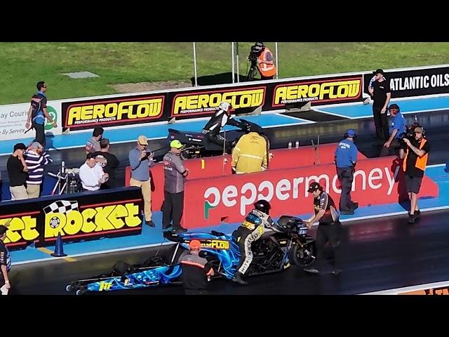 2023 Nitro Champs  Round 1 Chris Matheson with the first five second Top Bike pass in Australia.