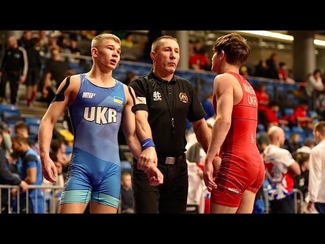 U17 Denys Mokrohuz (UKR) vs Vladyslav Begen (UKR) 71kg. Freestyle boys youth wrestling.