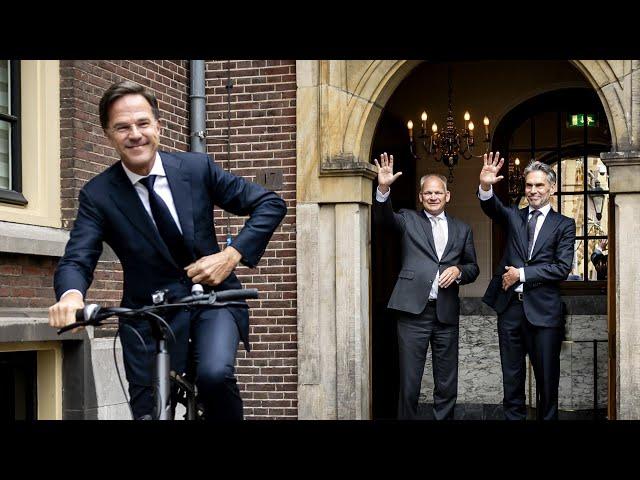 Mark Rutte verlaat per fiets het Torentje bij zijn afscheid (2024)