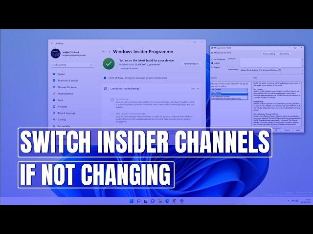 Windows 11: Insider Preview Channels Switch/Change If not changing & disabled?