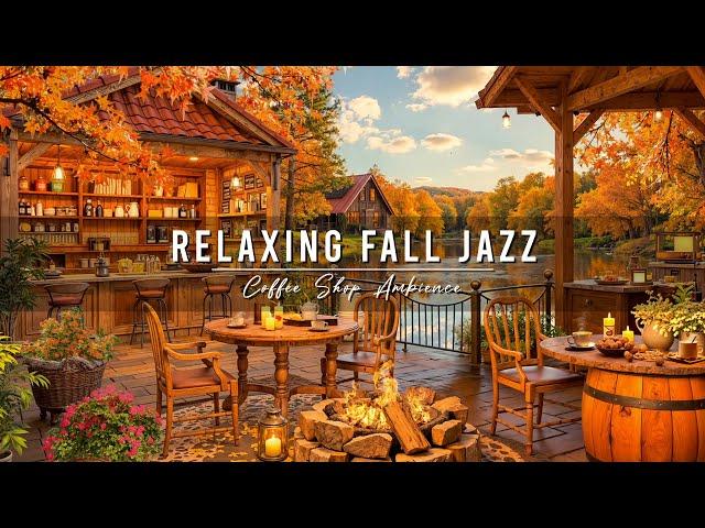 Cozy Fall Coffee Shop Ambience  Relaxing Jazz Background Music and Crackling Fireplace for Studying