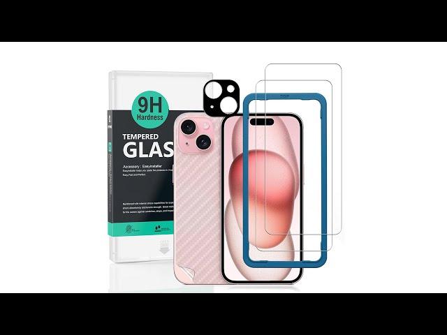 iPhone 15 5G Tempered glass ibywind Protector With Easy Install Kit And Camera Lens Protector