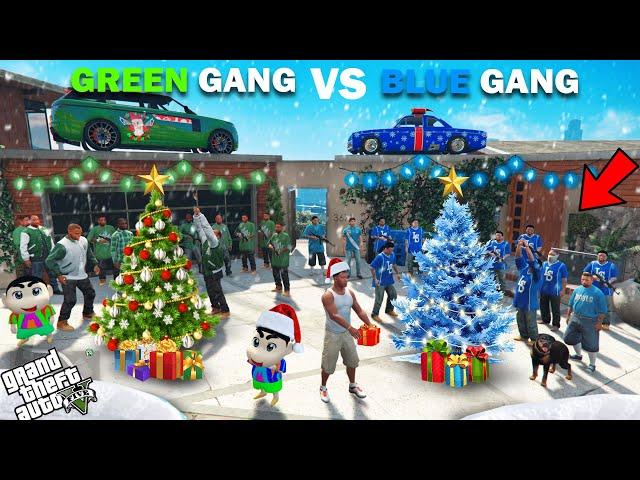 Franklin Blue Gang VS Shinchan Green Gang Christmas Celebration In GTA 5!