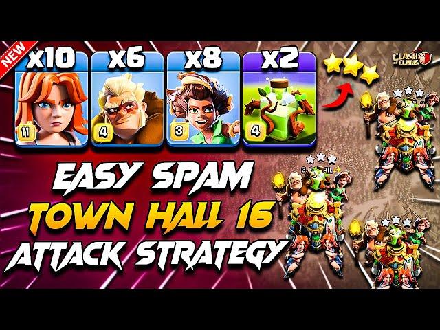 TH16 ROOT RIDER VALKYRIE Attack With DRUID & OVERGROWTH - Clash Of Clans | Best TH16 Attack Strategy