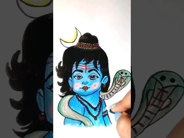 Cute Devo Ke Dev Mahadev Drawing  || #cute #mahadev #shorts