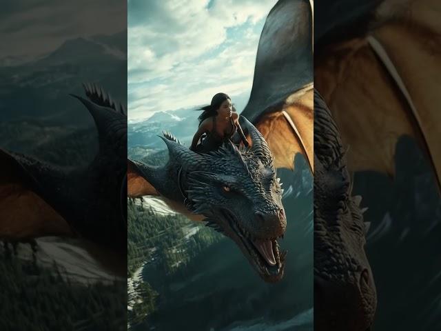 The Woman Fly on the Dragon - AI Art #ai #aivideo #aicreation #unrea #artvideo #dragon #fantasy