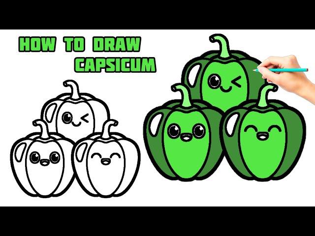 How to draw easy capsicum | easy drawing step by step for kids