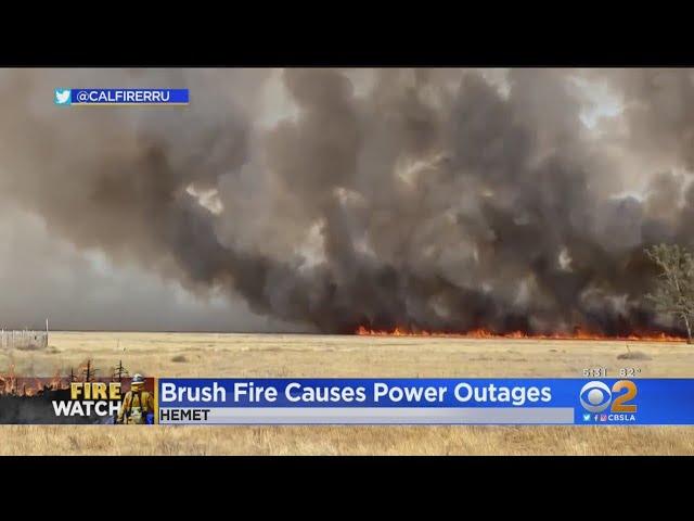 Brush Fire In Hemet Causes Power Outages