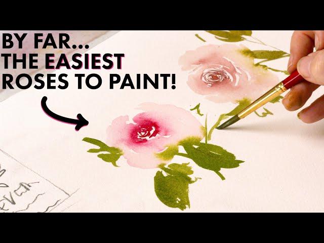 The EASIEST Way to Paint Watercolor Roses (SIX PERSPECTIVES)