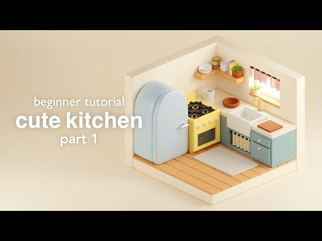 Cute isometric kitchen - Blender 3D beginner tutorial - Part 1