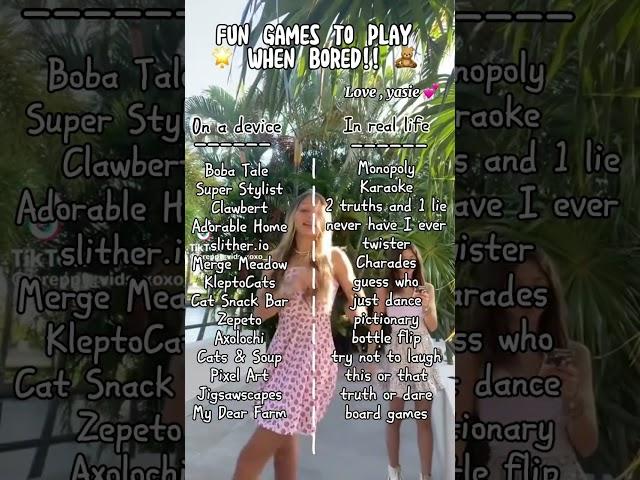 Fun games to play when bored! Irl and on a device 🫶 #fyp #fypシ #fy #foryou #tips #advice #fun