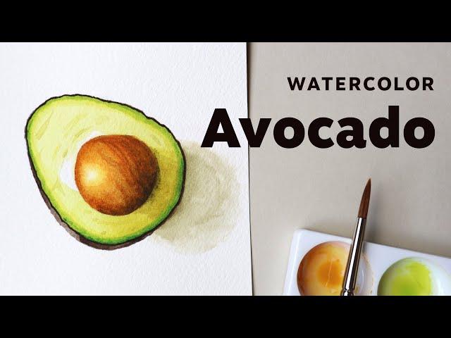 How to paint an avocado in watercolor -Step by step tutorial