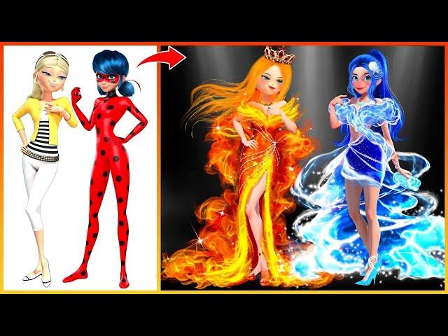 Miraculous Ladybug Queen Bee Glow Up Into Elemental Ember Lumen, Brook Ripple  - Transformation