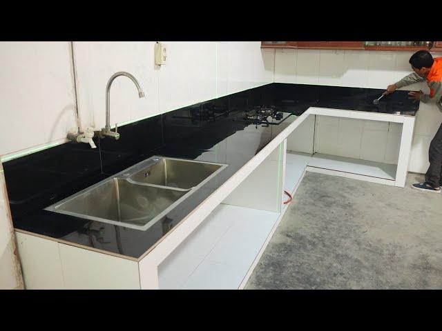 How To Building and Install Concrete Kitchen Table Modern With Ceramic Tiles