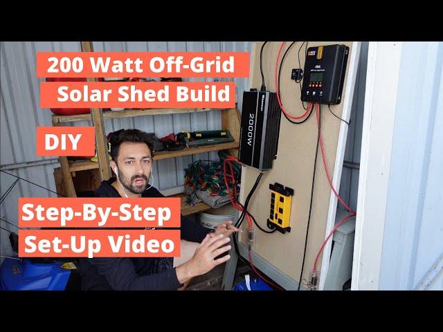 SIMPLE Off-Grid Solar Shed Set-up | 2,000 Watt Inverter, 200 Watts of Solar | Step-by-Step Guide