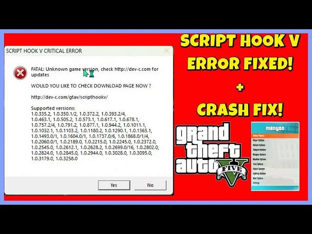 How to Fix Script Hook V Critical Error | GTA V Update Fix Plus Tips!