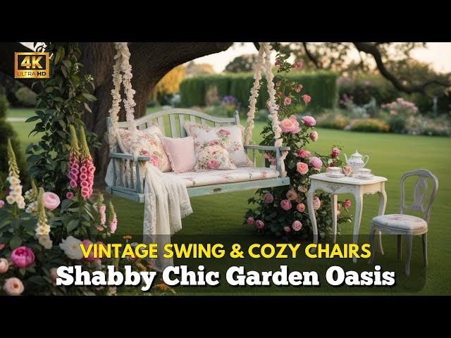 DIY Shabby Chic Garden  Antique Style Swing, Distressed Chairs & Floral Accents