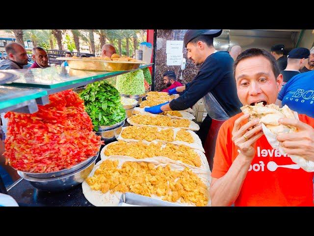 Street Food Paradise in Syria!!  $1 FALAFEL MOUNTAIN SANDWICH in Aleppo, Syria!!