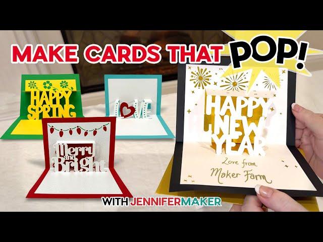 Make Pop Up Word Cards With Cricut! Free SVG Files For Holidays!