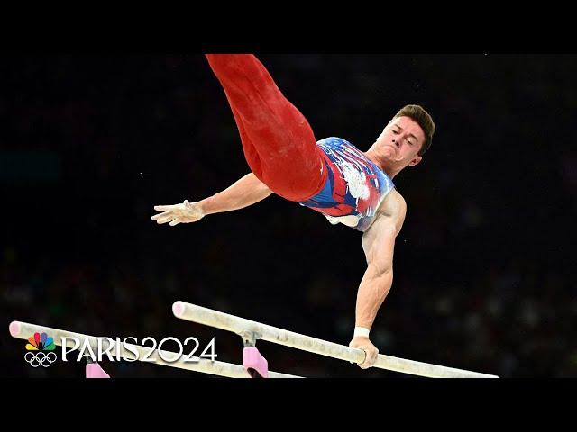 Brody Malone shines on parallel bars, gains momentum in Paris Olympic qualification | NBC Sports