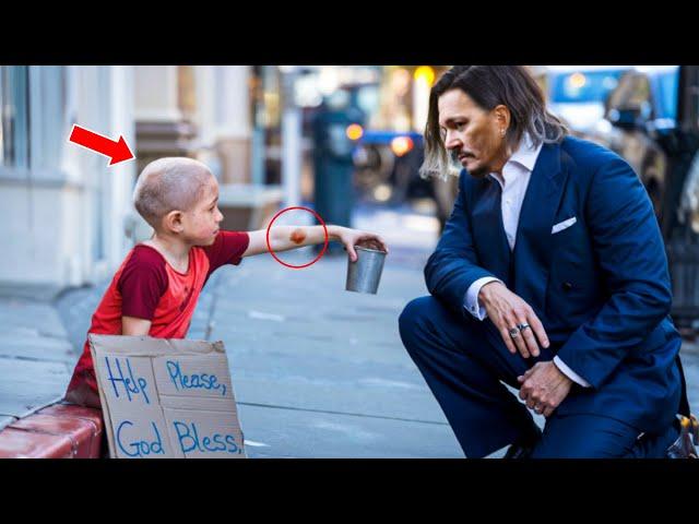 Homeless Girl Begs Johnny Depp for Help - He Notices Something Important and Takes Action!