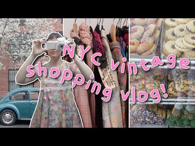 NYC/Brooklyn vintage spring shopping vlog  cute cafes & small shops  cobble hill & carroll gardens