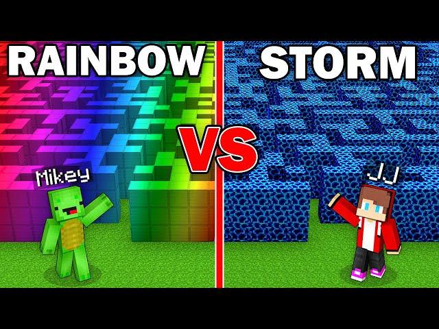 Mikey RAINBOW vs JJ STORM Maze Survival Battle in Minecraft - Maizen