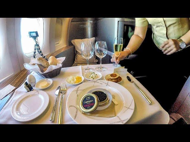 Champagne & Caviar in the Sky. Cathay Pacific First Class Service