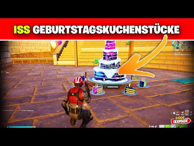 Iss Geburtstagskuchenstücke Fortnite Geburtstags Aufgabe