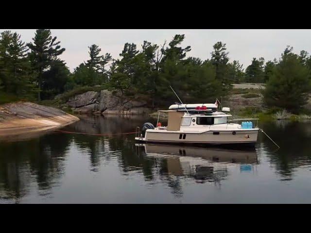 HOW TO STERN TIE TO LAND- Cruising Georgian Bay in a tiny live aboard boat -Ep 50