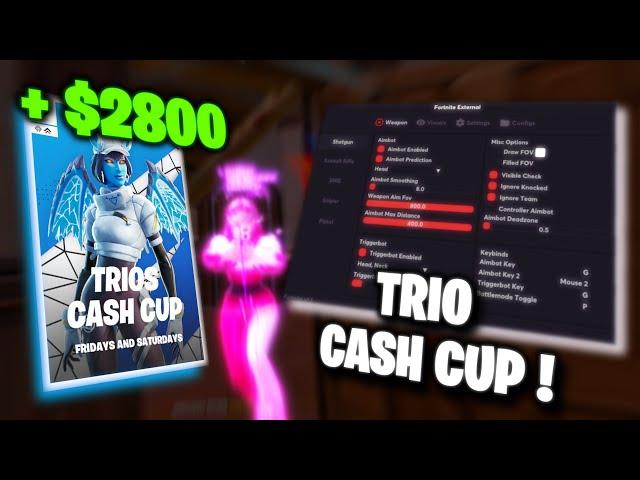 CHEATING in TRIO CASH CUP With Fortnite CHEATS (+$2800) 