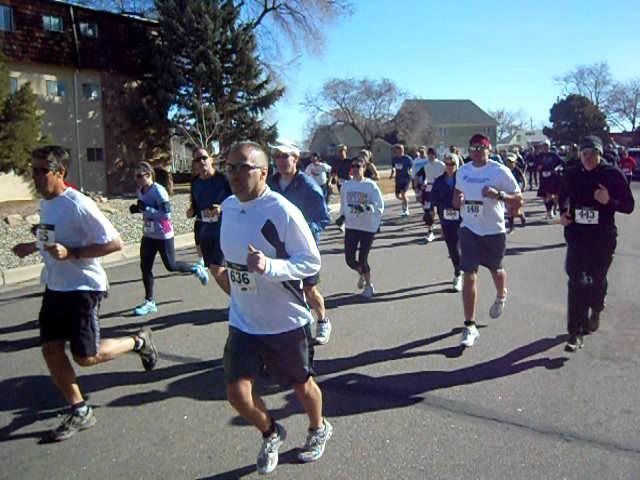 Start of the Pueblo Spring Runoff 10-mile and 10K races, March 4, Pueblo, Colo