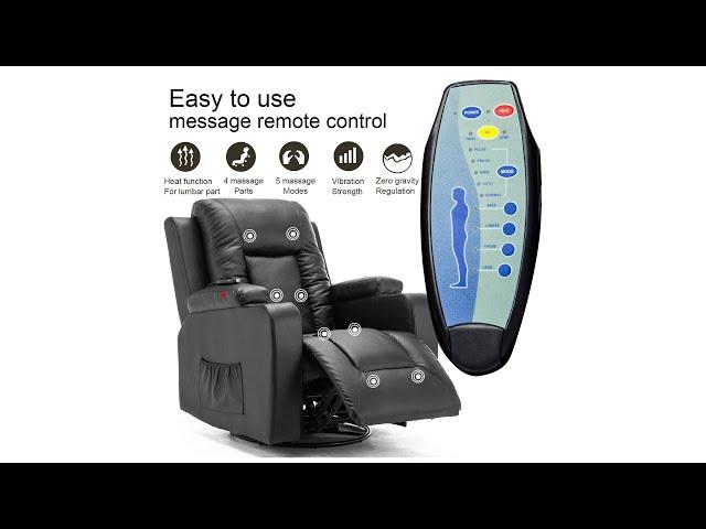 Heated Massage Ergonomic Lounge 360 Degree Swivel Single Sofa Seat